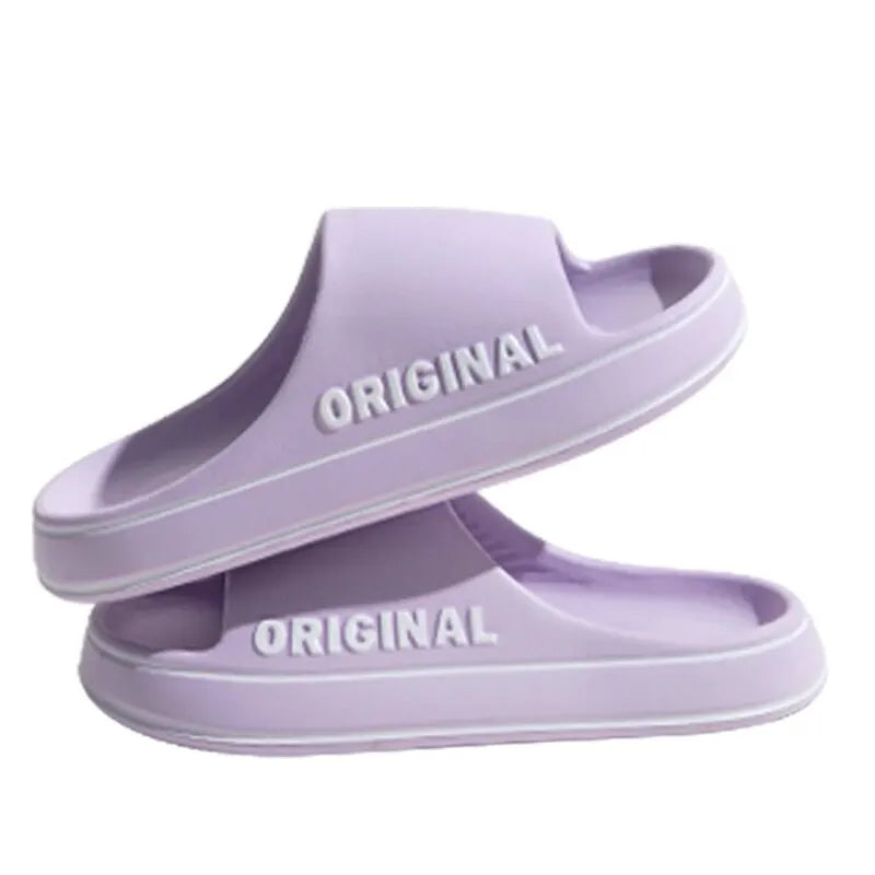 Women Letter Slippers Beach Slides Solid Color Mens Thick Sole Indoor Bathroom anti Slip Shoes Summer Couple Sandals