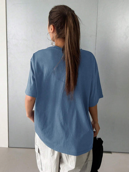 DAZY Summer Casual Loose Short Sleeve T-Shirt with Letter Print