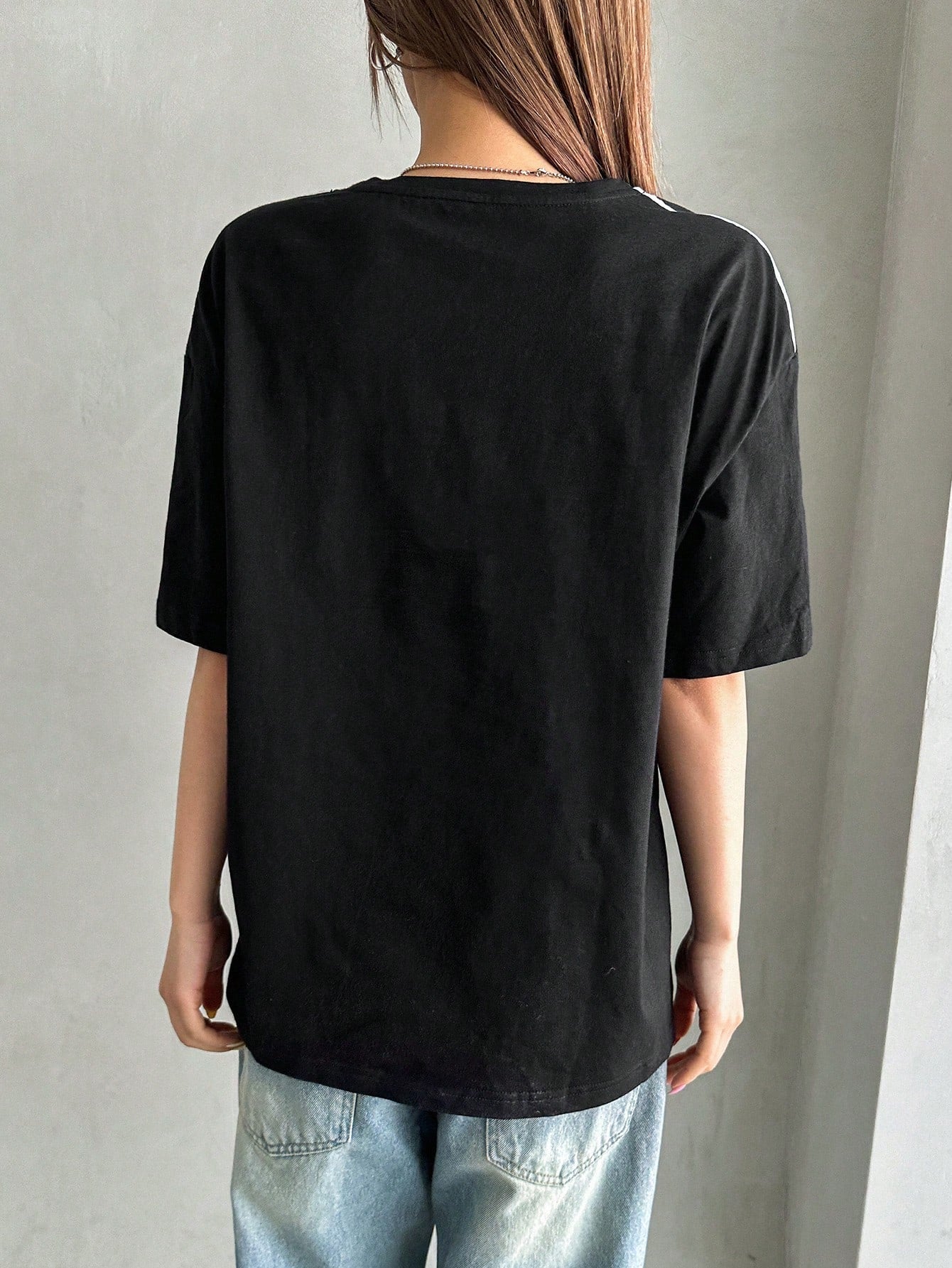 DAZY Summer Casual Loose Short Sleeve T-Shirt with Letter Print